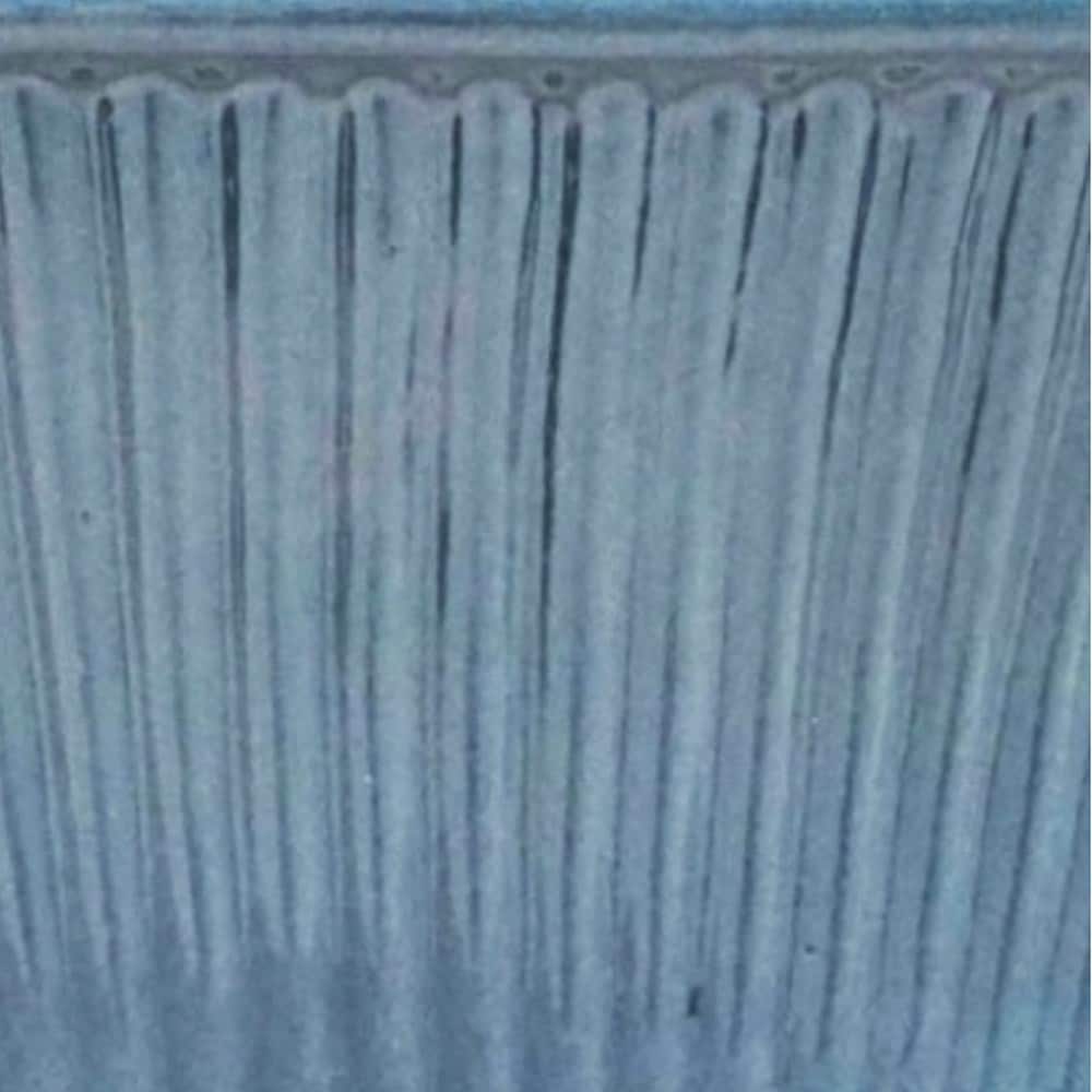 Ribbed glazed trough planter - blue