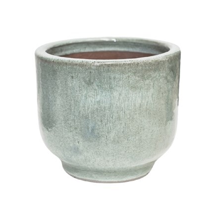 Footed glazed planter - sage