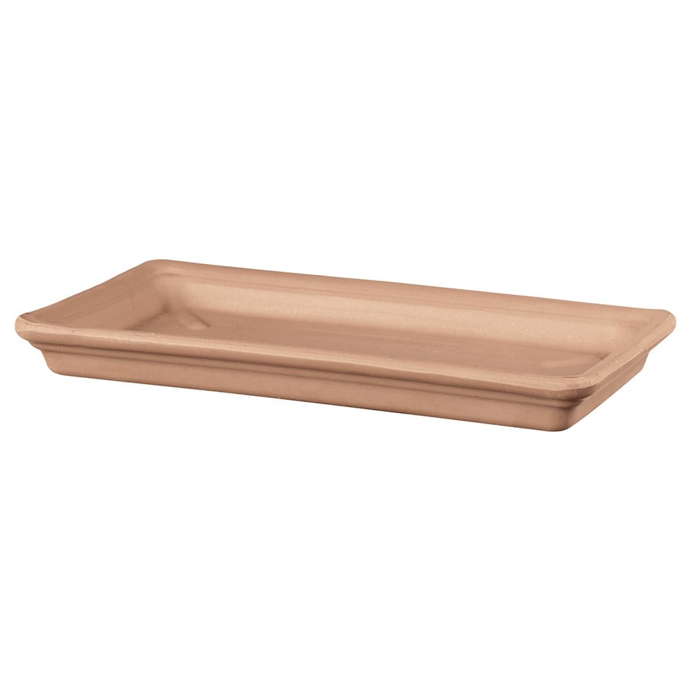 Terracotta rectangular saucer - whitewash
