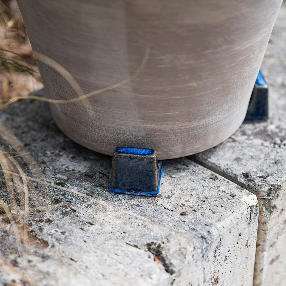 Glazed pot feet set of three - blue
