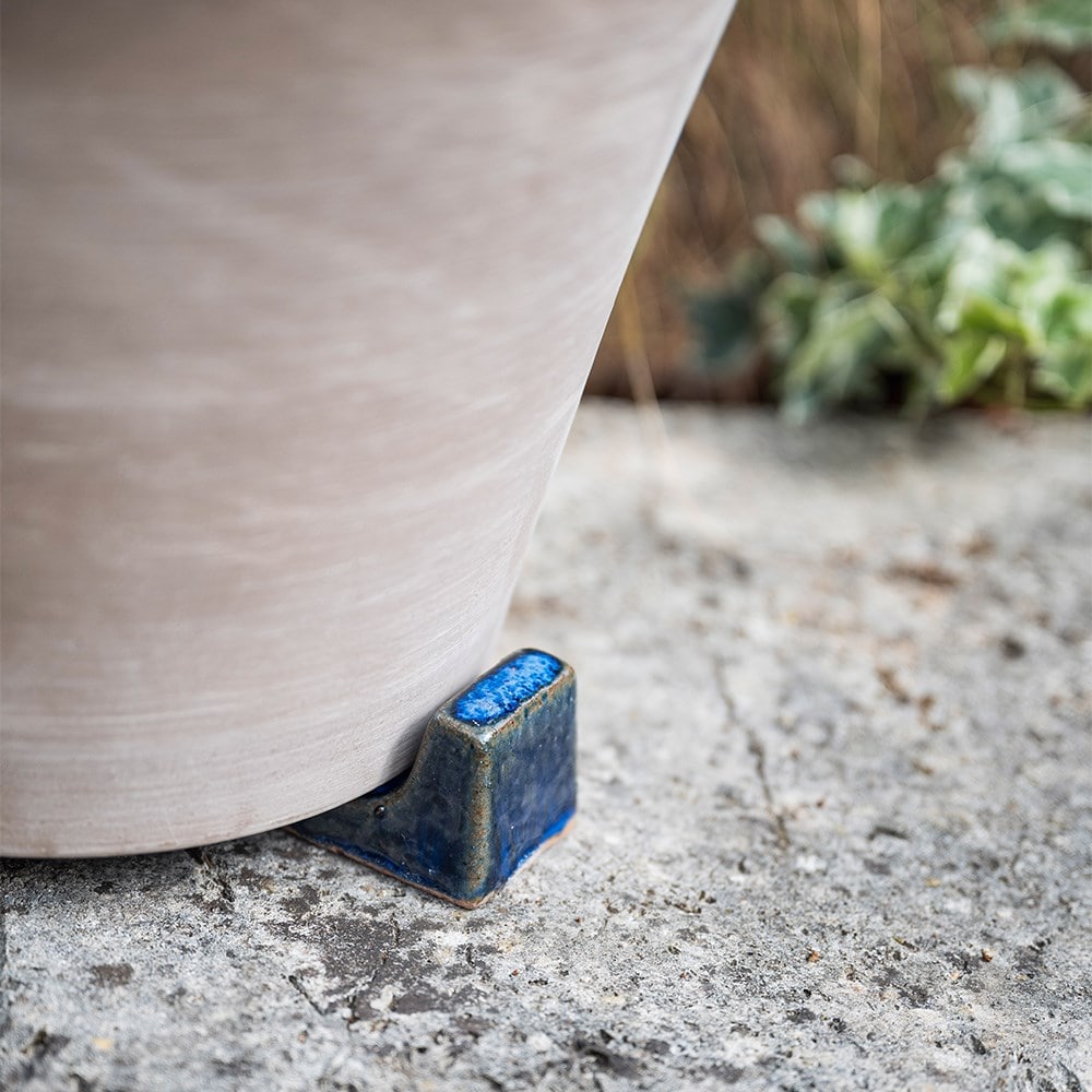 Glazed pot feet set of three - blue