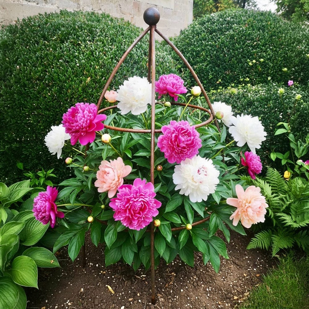 Gothic ball top plant support - rust