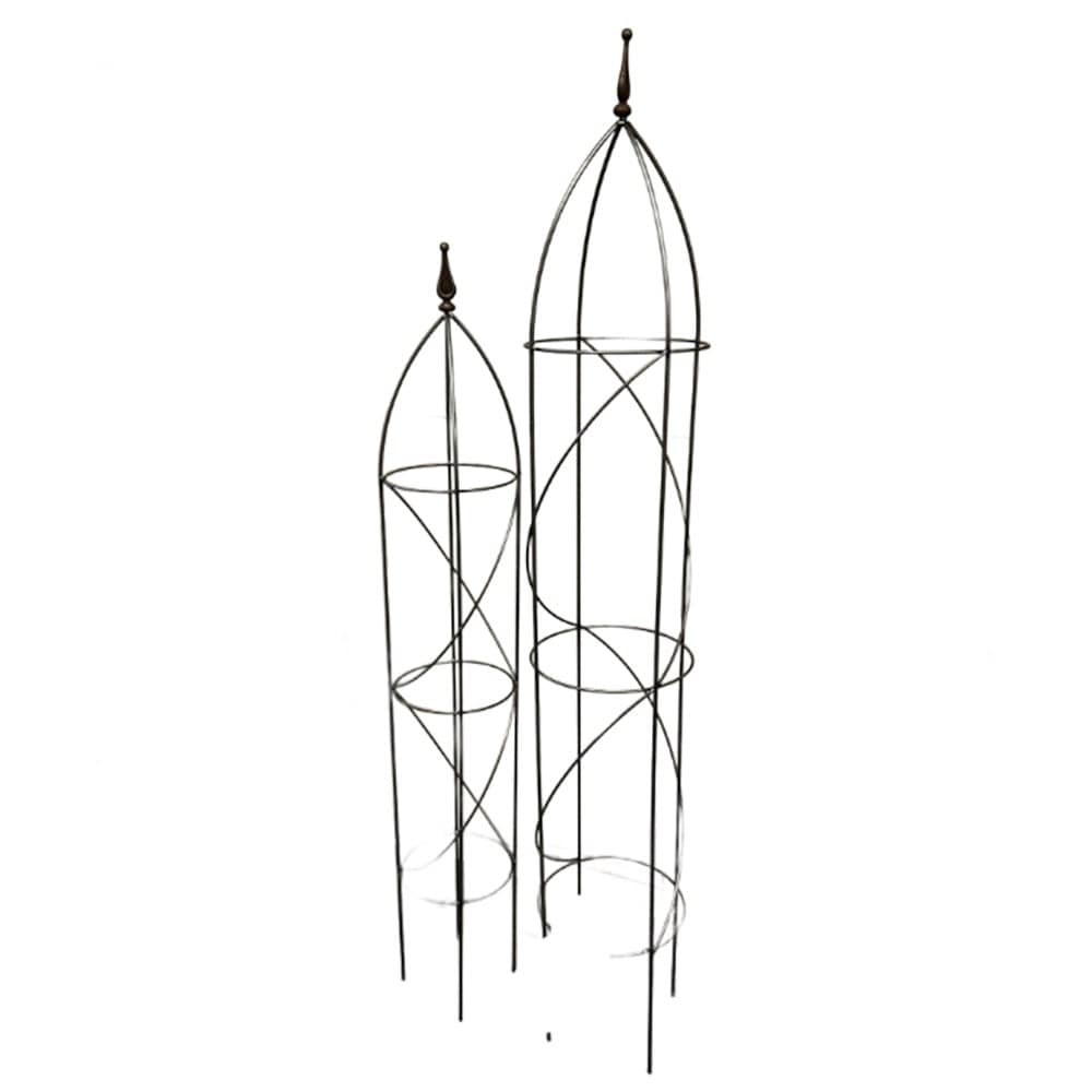 Spiral obelisk set of 2 - rust