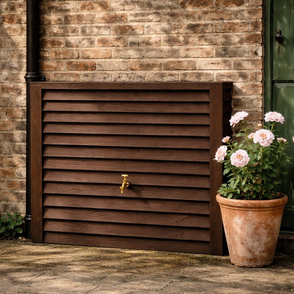 Faux wood wall tank - darkwood