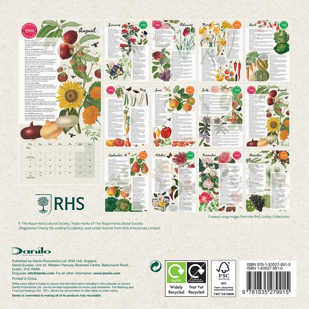 RHS crops in pots mini calendar 2027