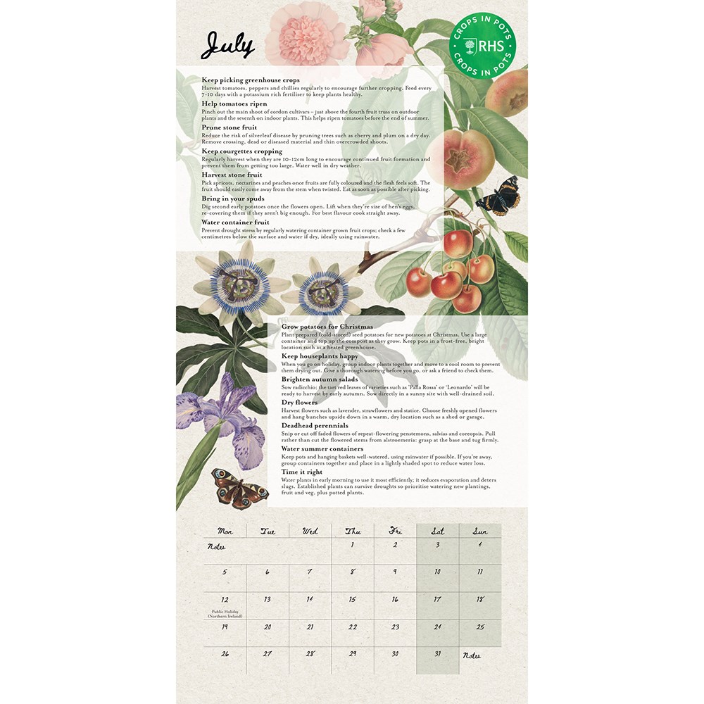 RHS crops in pots mini calendar 2027