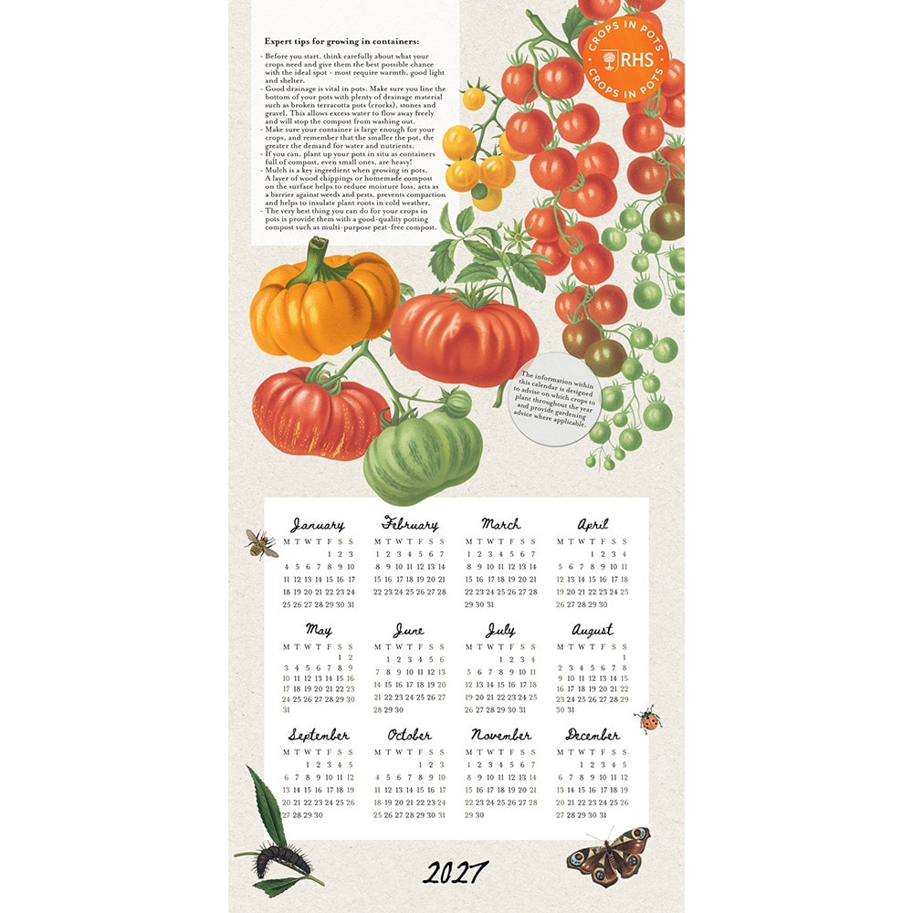 RHS crops in pots mini calendar 2027
