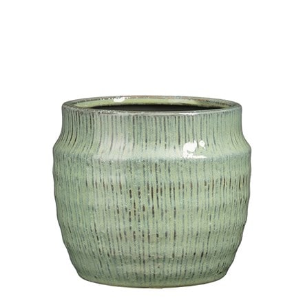 Ribbed textured indoor plant pot - mint green