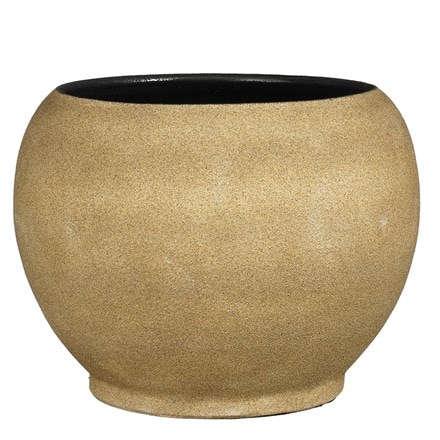 Large textured round plant pot - sand