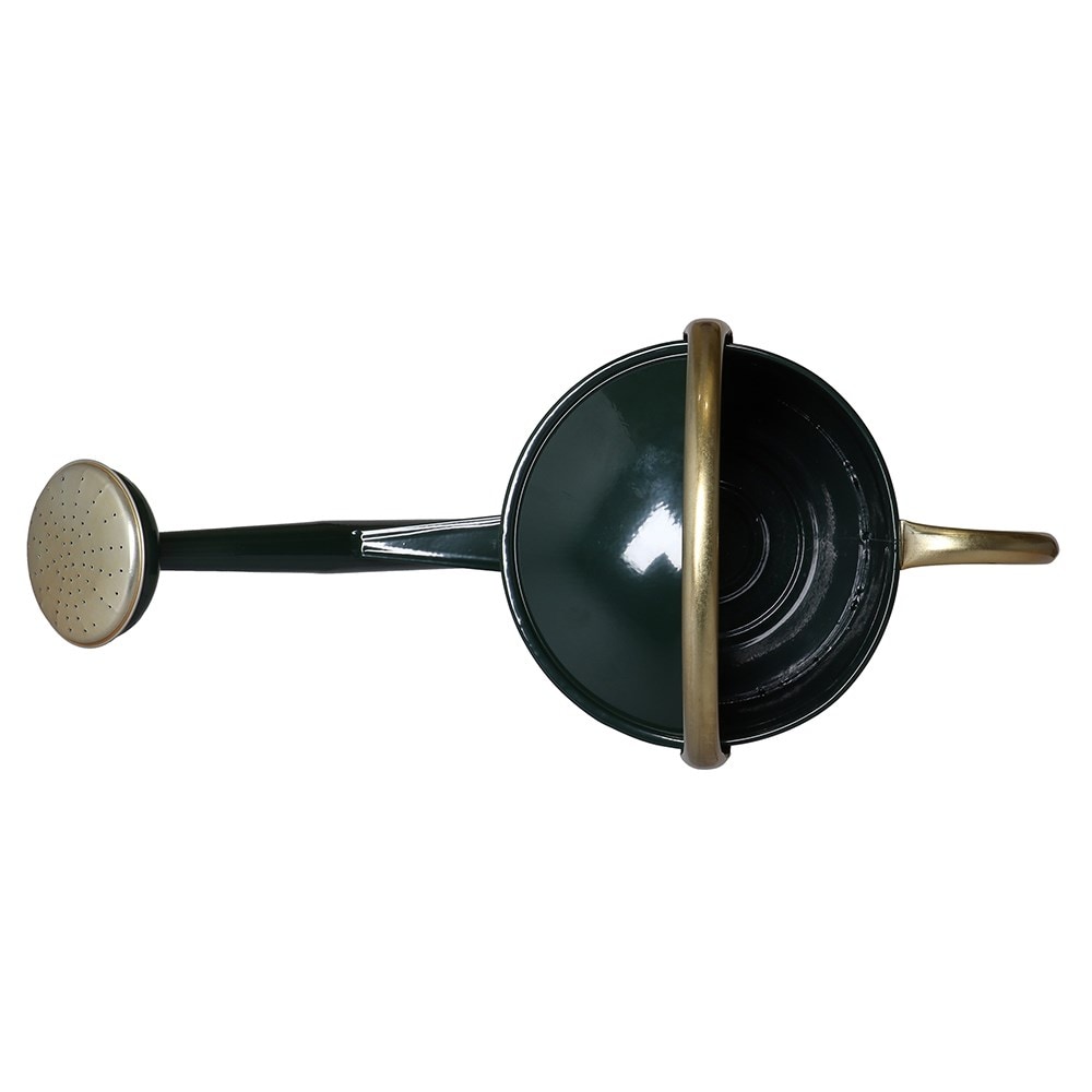 Dark green watering can with gold trim - 9.5 litres