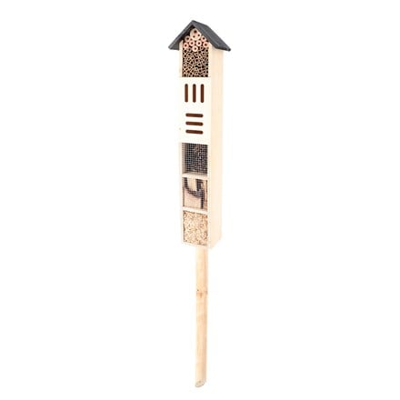 Insect hotel on stake - grey & natural