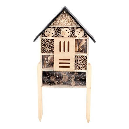 Insect house on stake - grey & natural