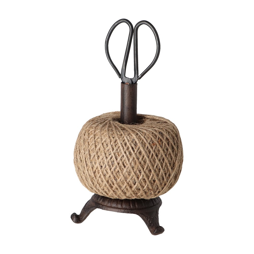 Cast iron twine holder with scissors