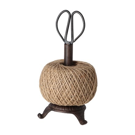 Cast iron twine holder with scissors