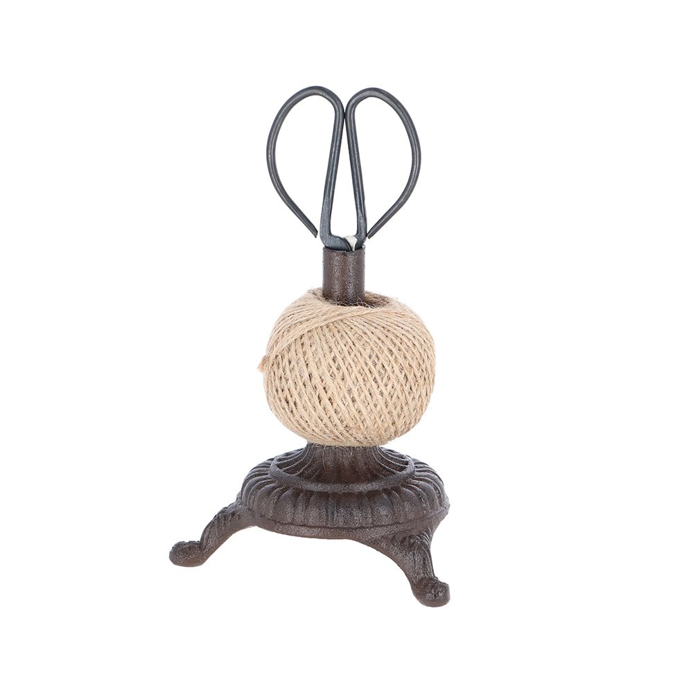 Cast iron twine holder with scissors