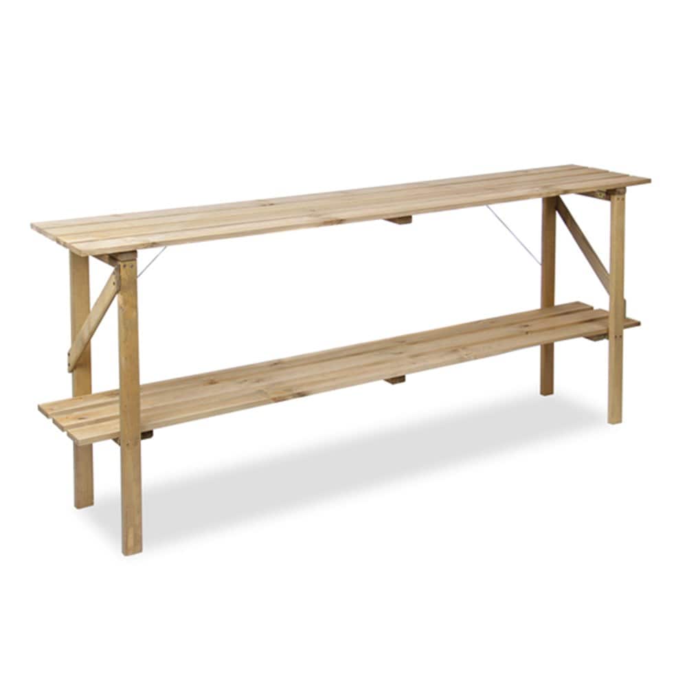 Wooden greenhouse staging 2 tier - long narrow