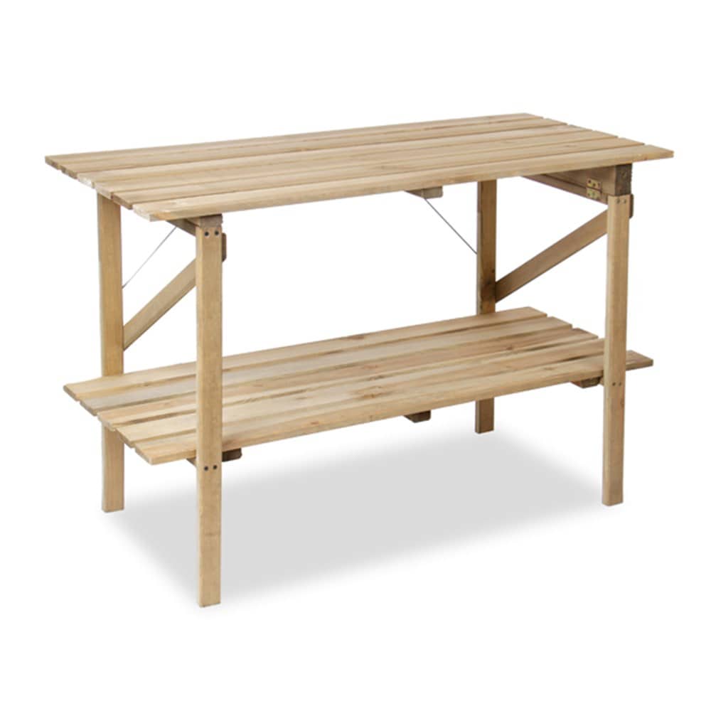 Wooden greenhouse staging 2 tier - short wide