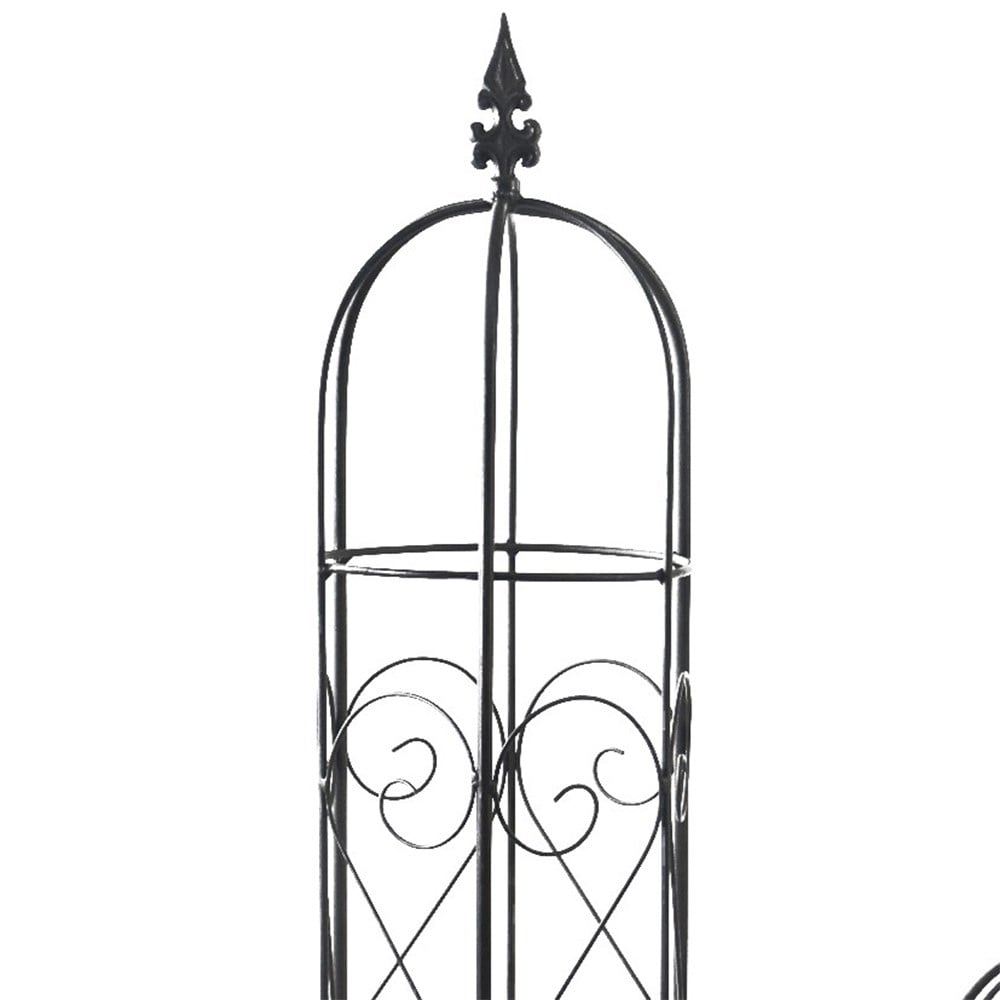 Set of 2 ornate metal garden obelisks - black 