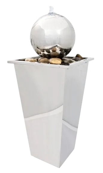 Hiro Stainless Steel Sphere Water Feature With LED Lights