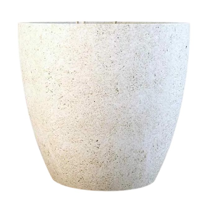 White Fibrestone Round Egg Planter