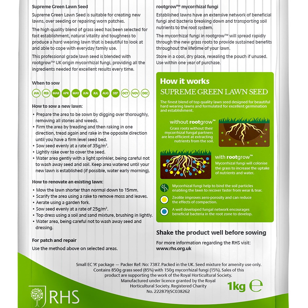 Empathy Supreme Green Lawn Seed with Rootgrow | RHS Endorsed