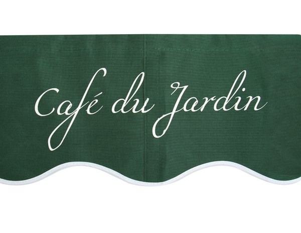 2.5m Café Du Jardin on Plain Green Replacement Awning Cover with Valance