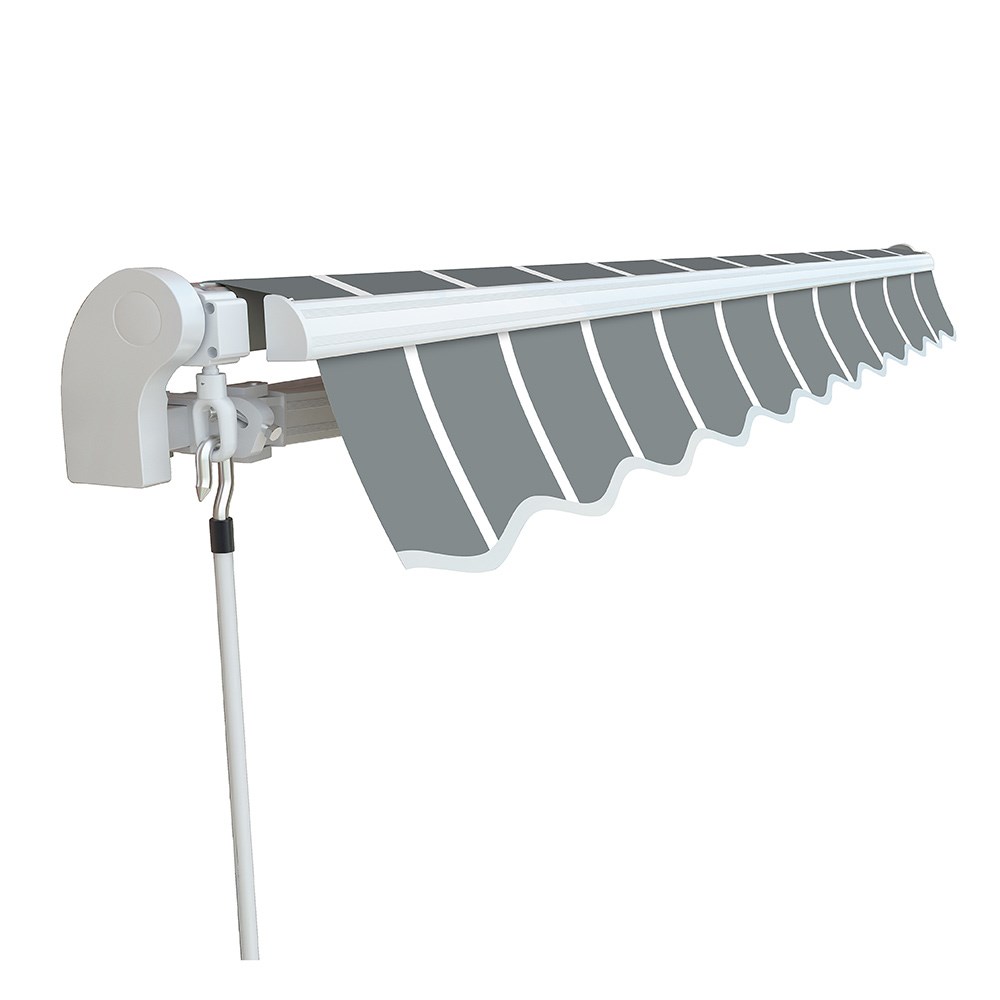 Budget Manual Awning | Pin Striped Grey