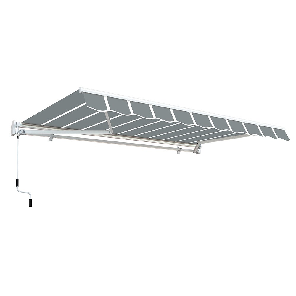 Budget Manual Awning | Pin Striped Grey