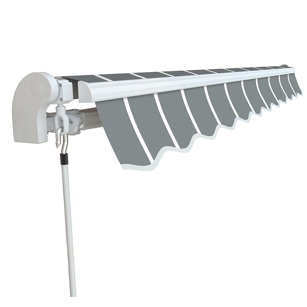 Standard Manual Awning | Pin Striped Grey