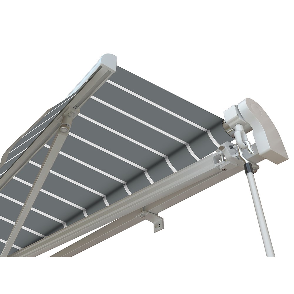 Standard Manual Awning | Pin Striped Grey