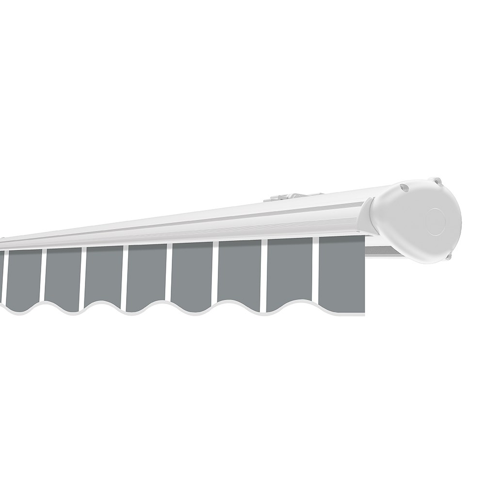 Half Cassette Manual Awning | Pin Striped Grey
