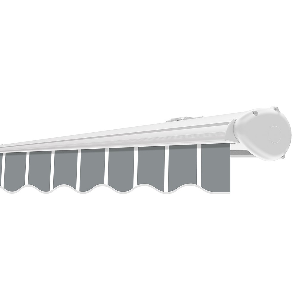 Half Cassette Electric Awning | Pin Striped Grey