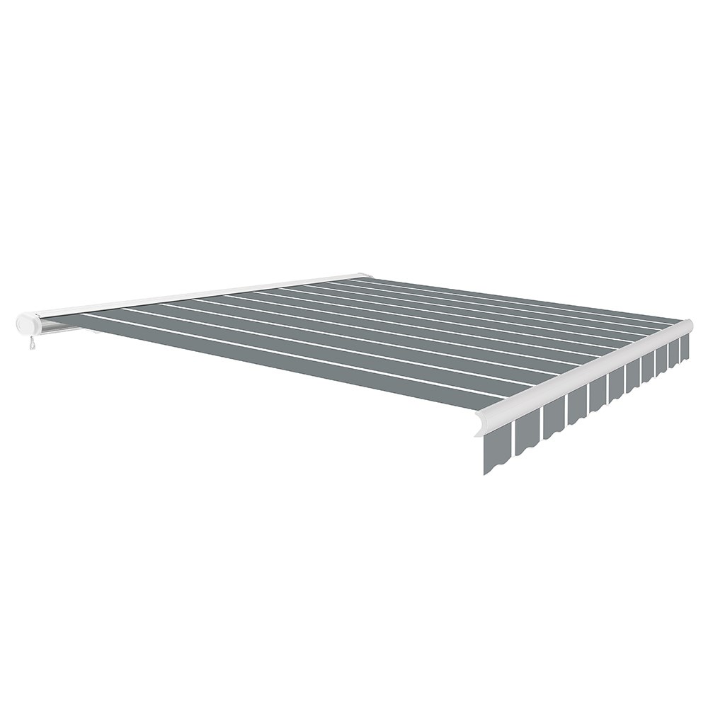 Full Cassette Manual Awning | Pin Striped Grey