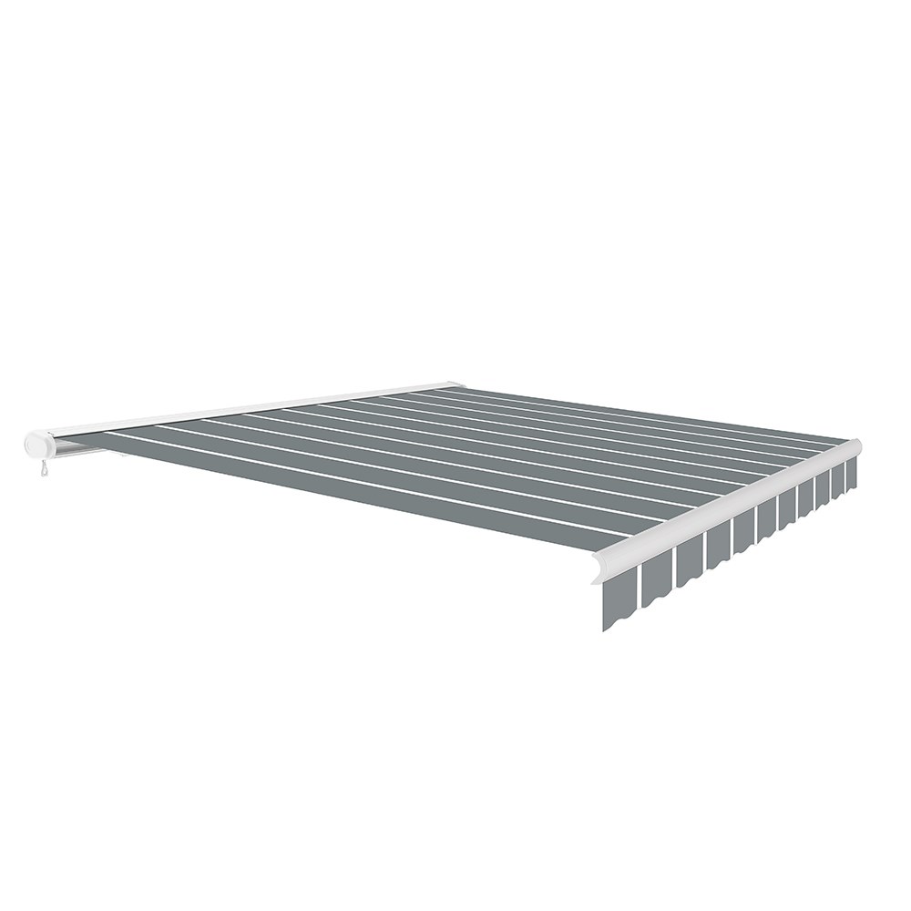 Full Cassette Electric Awning | Pin Striped Grey
