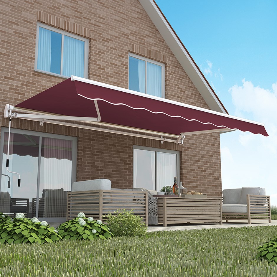 Budget Manual Awning | Burgundy