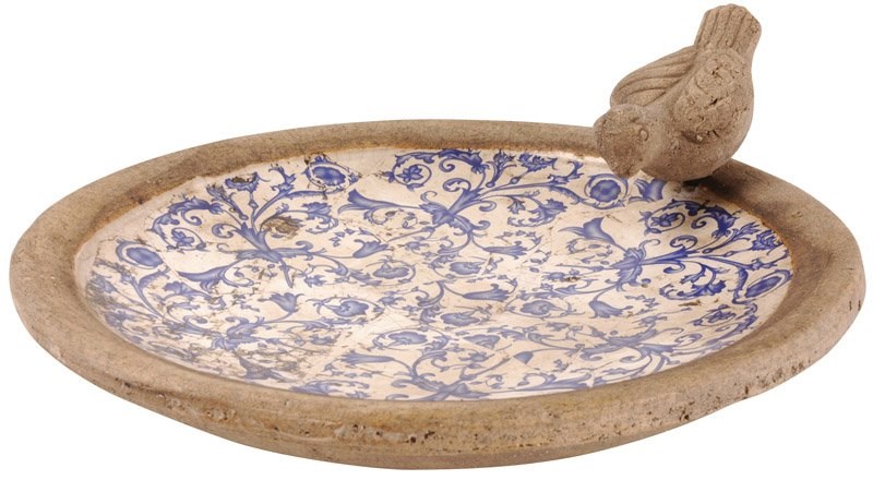Aged Ceramic Bird Bath