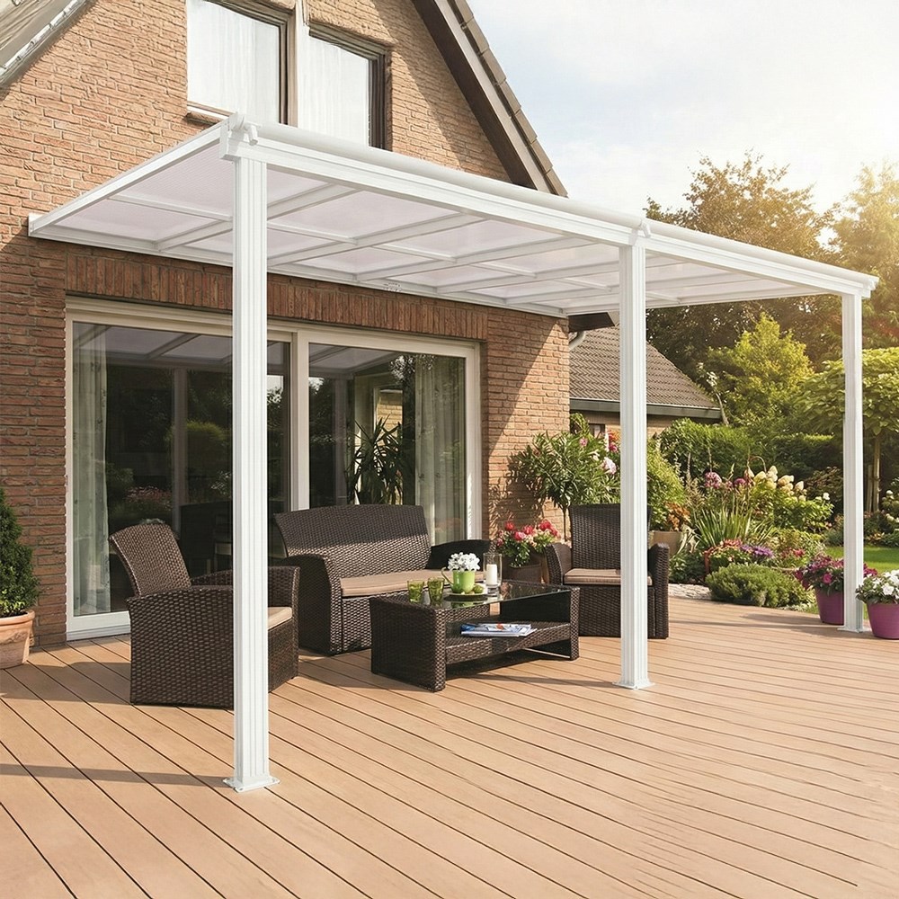 White Veranda With Polycarbonate Roof