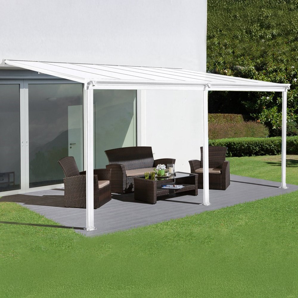 White Veranda With Polycarbonate Roof