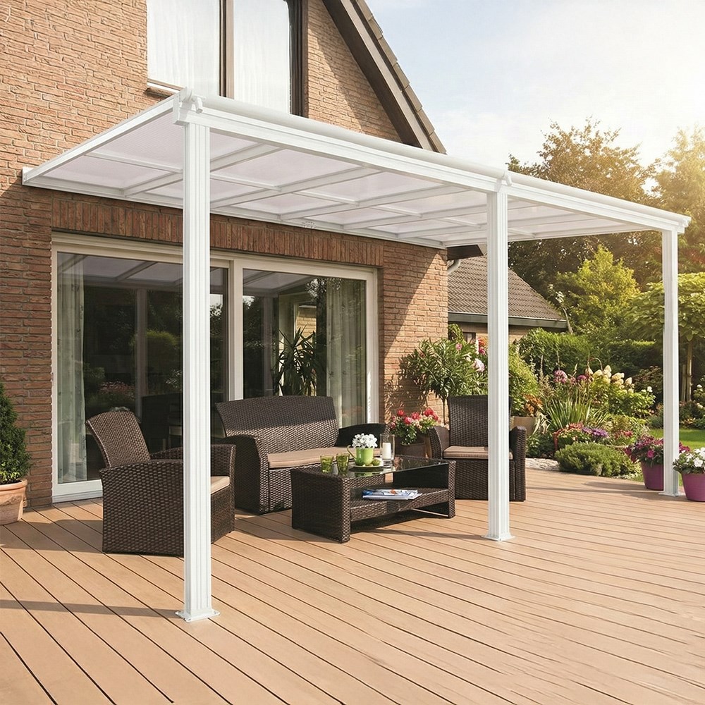 White Veranda With Polycarbonate Roof