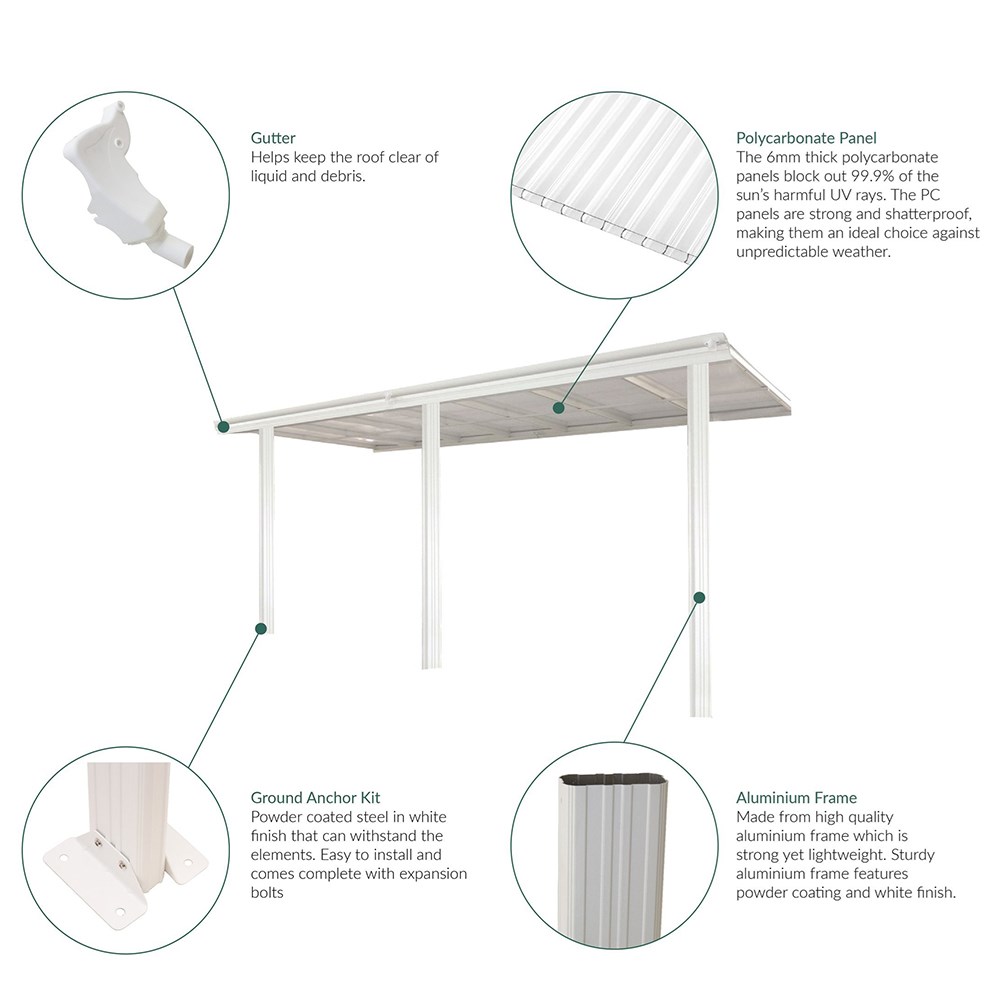 16ft x 10ft White Veranda Garden Canopy - Primrose