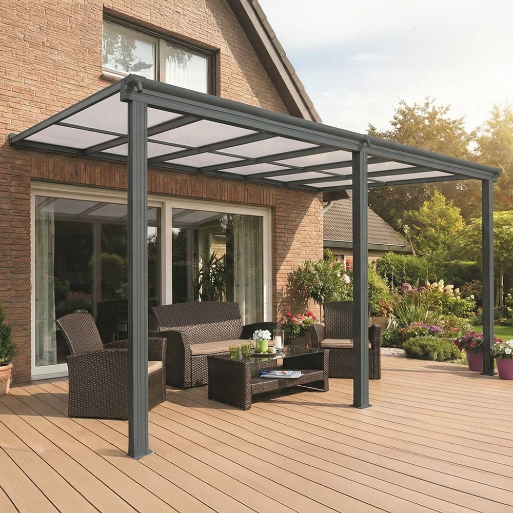 Anthracite Veranda With Polycarbonate Roof