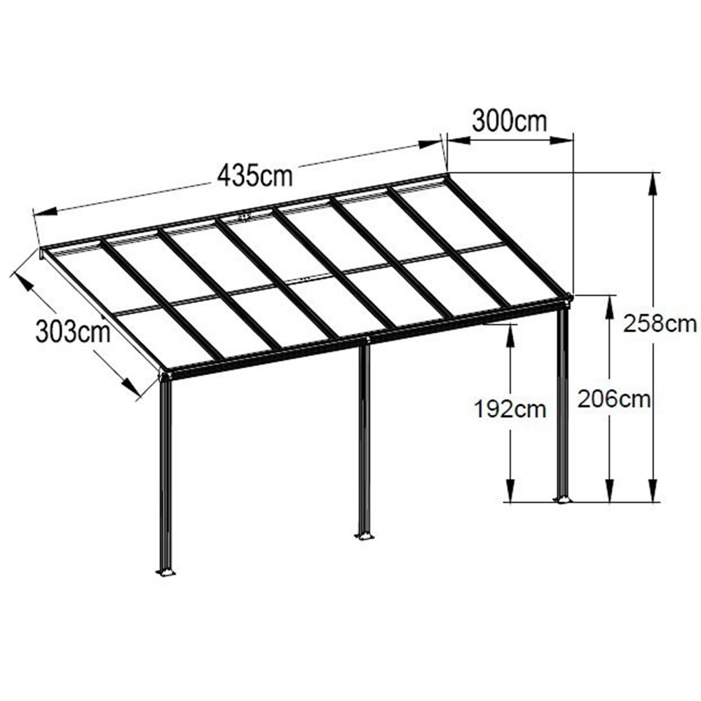 14ft x 10ft Anthracite Veranda Garden Canopy