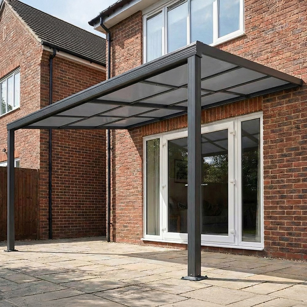 Anthracite Veranda With Sliding Polycarbonate Roof