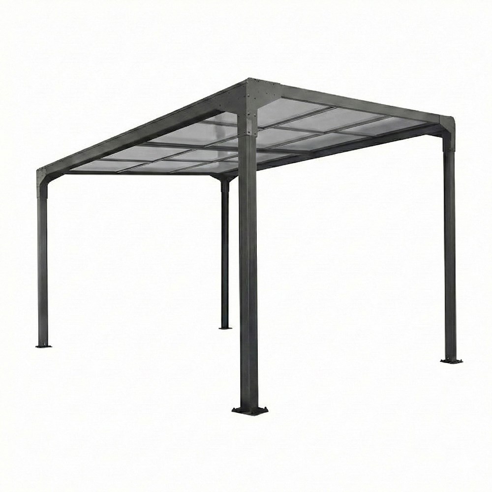 Anthracite Pergola With Sliding Polycarbonate Roof