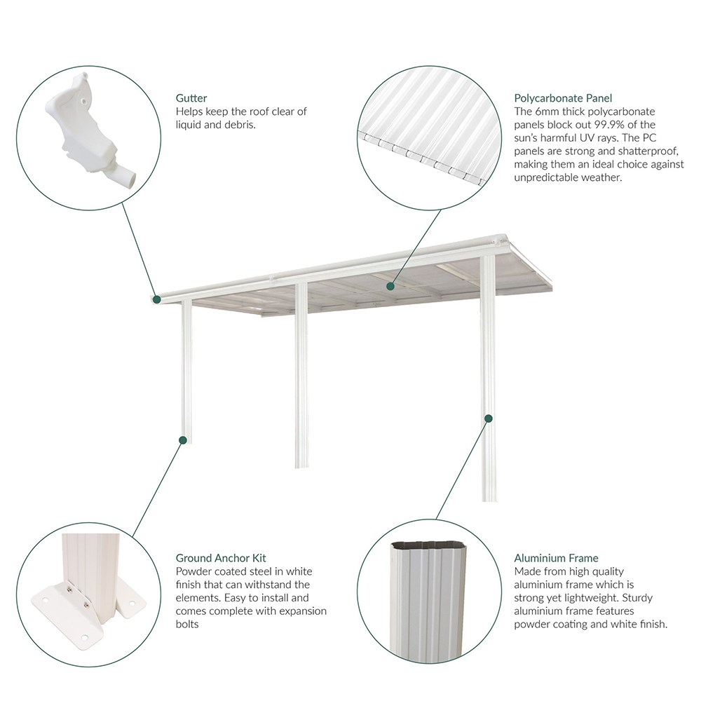 Anthracite Pergola With Sliding Polycarbonate Roof