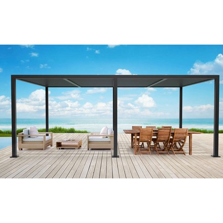 6M X 3M Deluxe Charcoal Pergola With Louvered Shutter Roof By Primrose Living