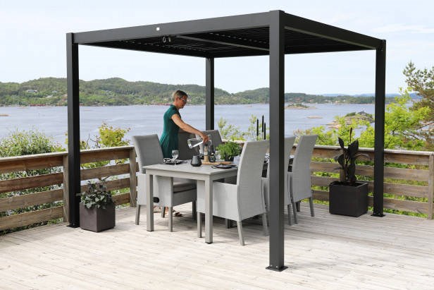 6m x 3m Deluxe Charcoal Veranda with Louvered Shutter Roof by Primrose Living