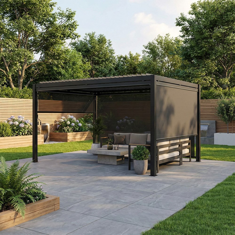 Deluxe Charcoal Pergola Drop Side Blinds