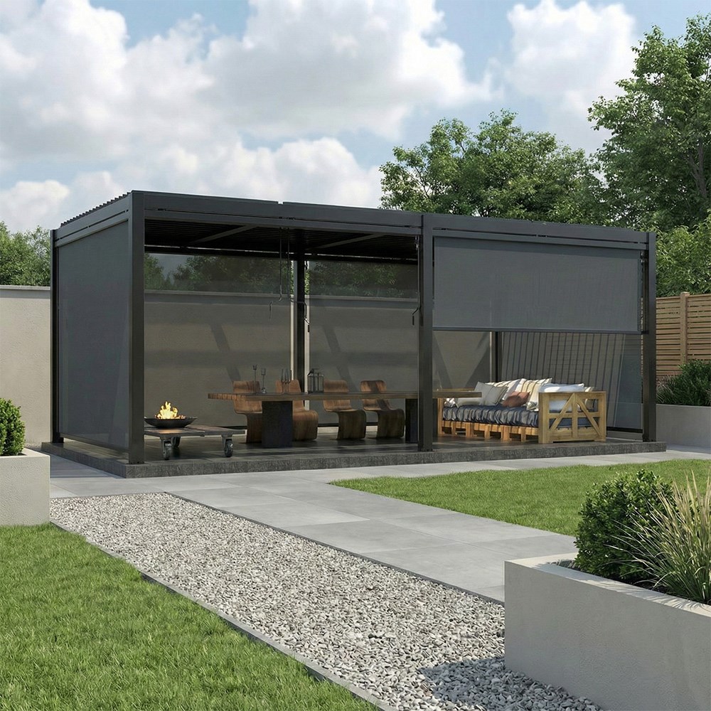 Deluxe Charcoal Pergola Drop Side Blinds