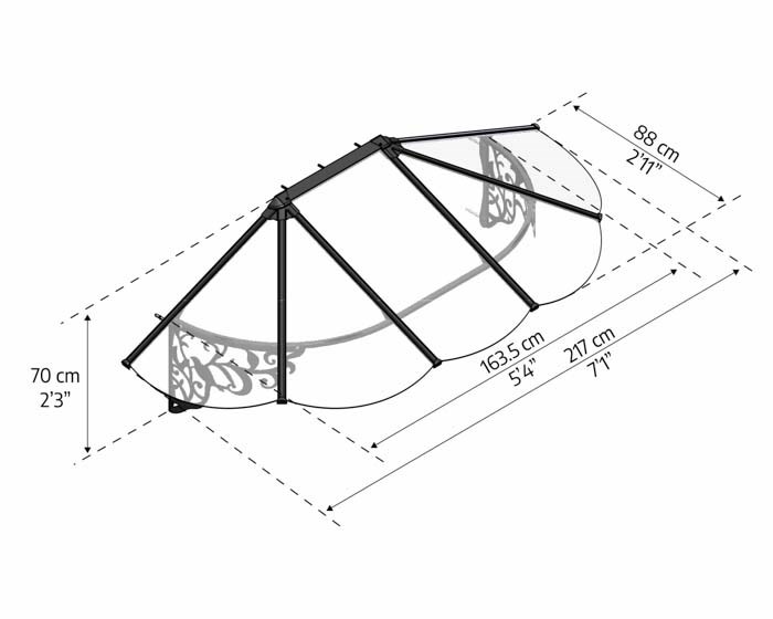 Palram - Canopia Canopy Lily 2130 Black - Clear 3' x 7'